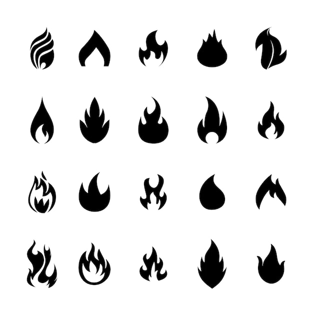 Iconos vectoriales de llamas de fuego y llamas Iconos de contorno de llamas y llamas Contour bonfire elemento de llamas lineal