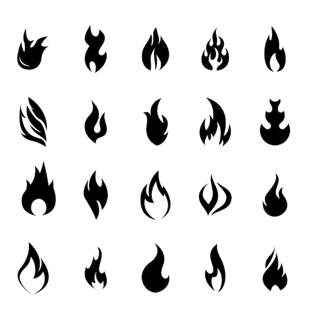 Iconos vectoriales de llamas de fuego y llamas Iconos de contorno de llamas y llamas Contour bonfire elemento de llamas lineal