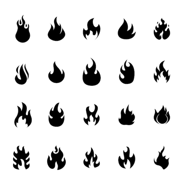Iconos vectoriales de llamas de fuego y llamas Iconos de contorno de llamas y llamas Contour bonfire elemento de llamas lineal