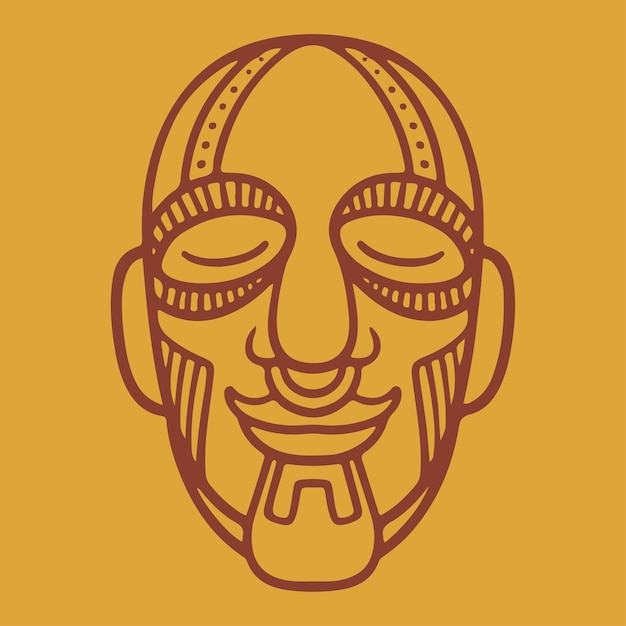 Vector iconos vectoriales de máscara azteca dibujos animados religiosos tradicionales mayas cara antigua símbolos tradicionales de los pueblos indígenas tribus africanas ilustración vectorial plana colorida