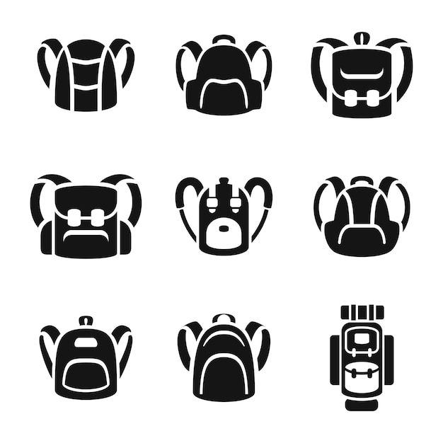 Iconos vectoriales de mochila Conjunto de ilustraciones simples de 9 elementos de mochila Icones editables se pueden usar en la interfaz de usuario del logotipo y el diseño web