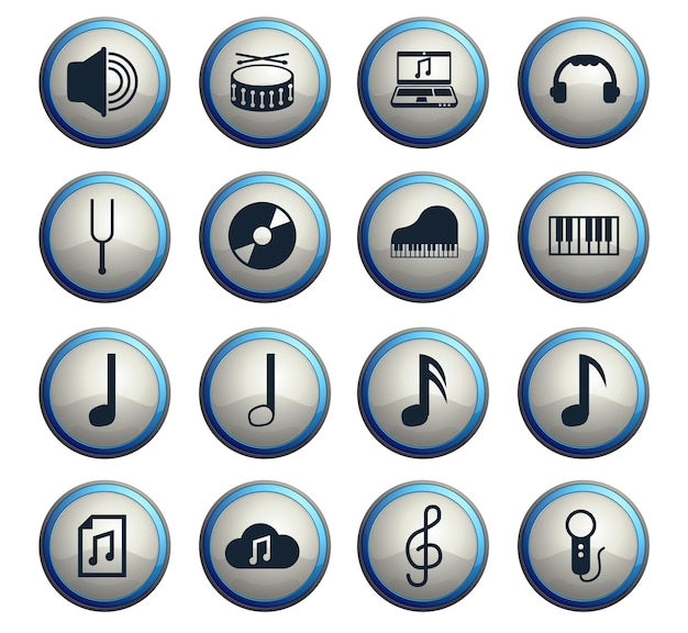 Iconos vectoriales de música para diseño web y de interfaz de usuario