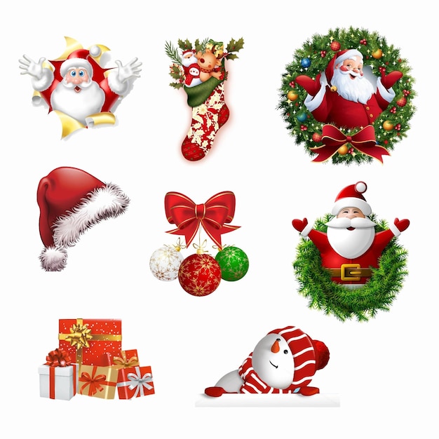 Iconos vectoriales de Navidad Decoración de año nuevo Ilustración de Navidad