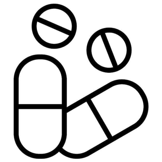 Iconos vectoriales de pastillas y comprimidos Ilustración del conjunto de iconos de Medicine I