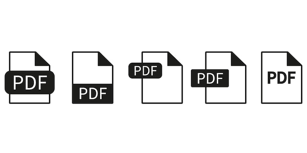 Iconos vectoriales para PDF. Iconos de formato de archivo. Aislado en un fondo blanco. eps 10