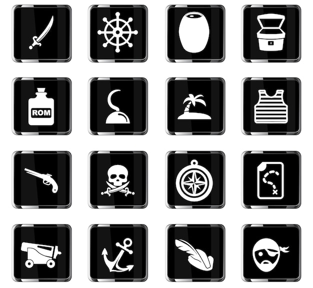Iconos vectoriales piratas para el diseño de la interfaz de usuario