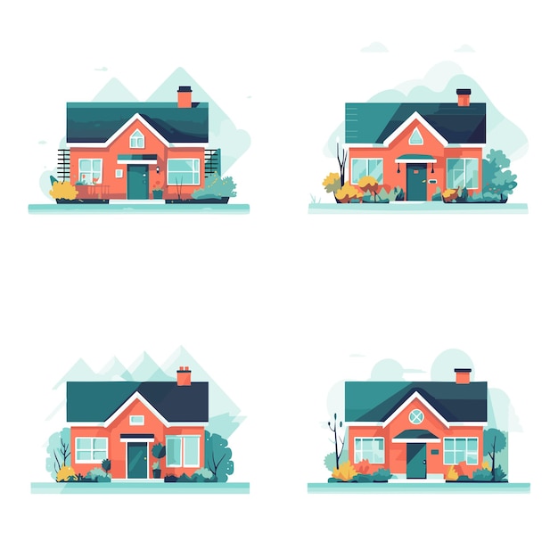 Vector iconos vectoriales planos hogar diseño de ilustración residencial