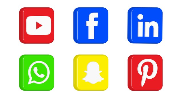 Iconos vectoriales de redes sociales en 3D para Facebook y Instagram
