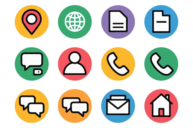 iconos vectoriales redondos que representan varias funciones y servicios