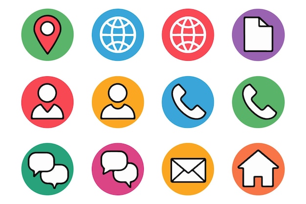 iconos vectoriales redondos que representan varias funciones y servicios