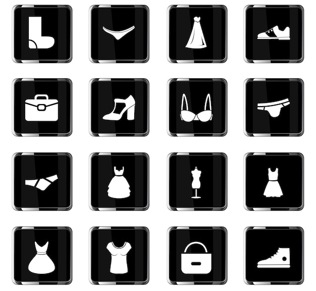Iconos vectoriales de ropa para el diseño de la interfaz de usuario