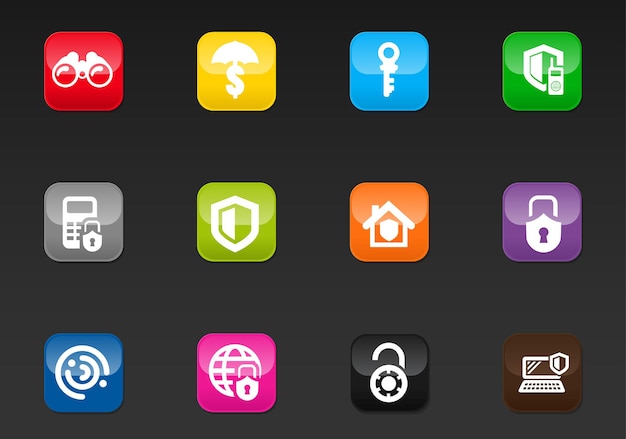 Iconos vectoriales de seguridad y protección para el diseño de la interfaz de usuario