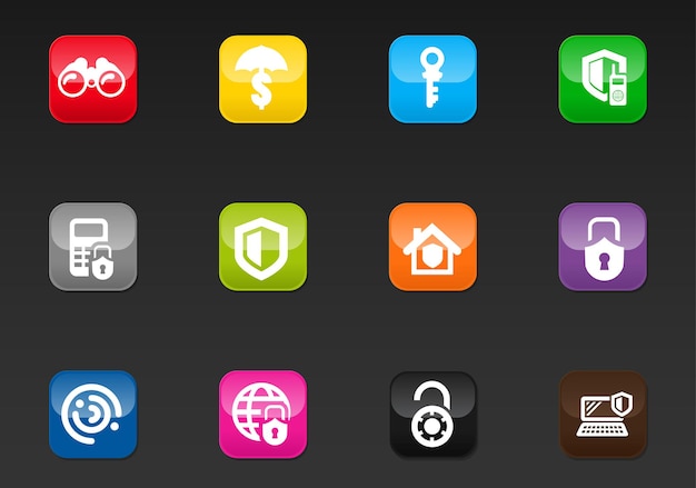 Vector iconos vectoriales de seguridad y protección para el diseño de la interfaz de usuario