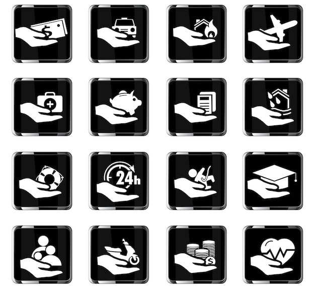 Iconos vectoriales de seguros para el diseño de la interfaz de usuario
