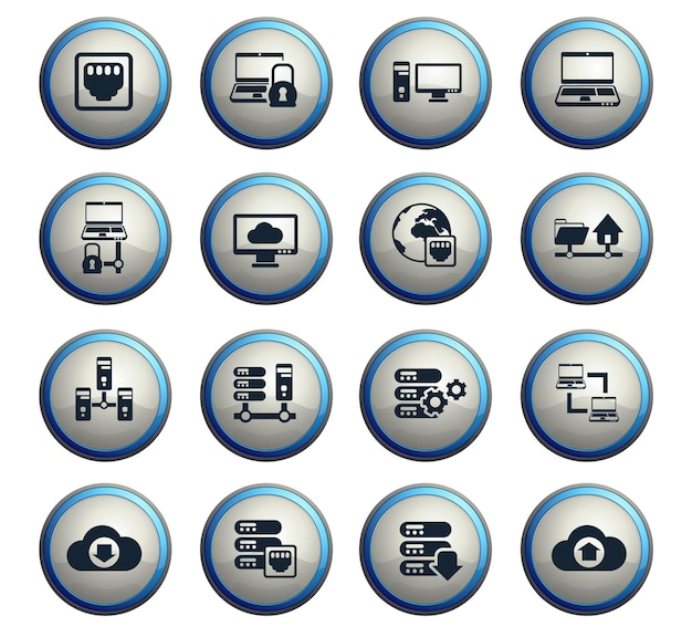 Iconos vectoriales de servidor para diseño web y de interfaz de usuario