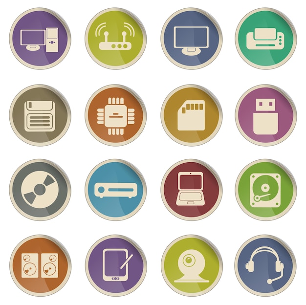 Iconos vectoriales simples de equipos informáticos