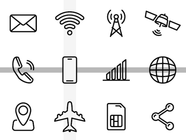 Iconos vectoriales simples Ilustración plana en un tema Funciones y dispositivos móviles básicos