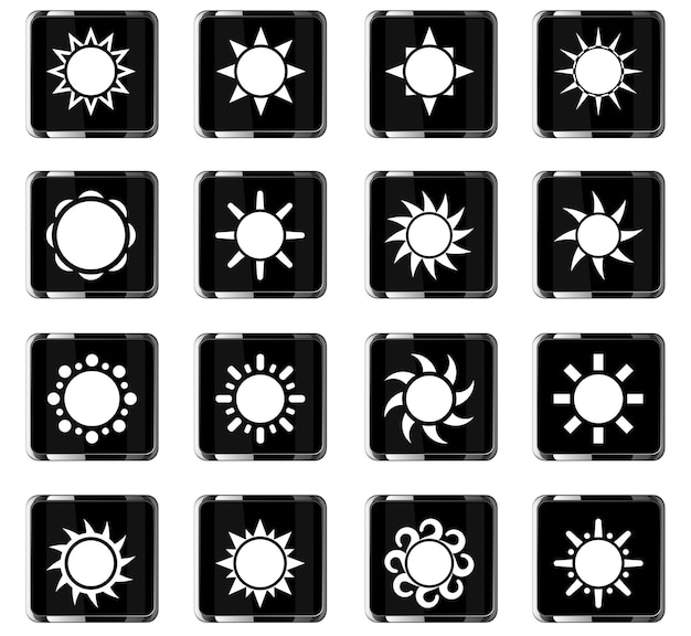 Iconos vectoriales de sol para el diseño de la interfaz de usuario