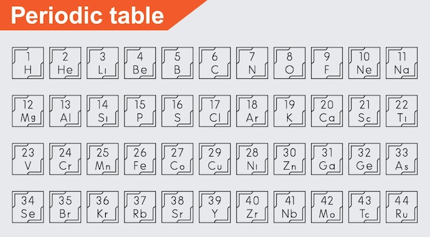 Iconos vectoriales de la Tabla Periódica sobre un fondo blanco
