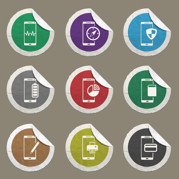 Iconos vectoriales de teléfonos inteligentes para sitios web e interfaz de usuario