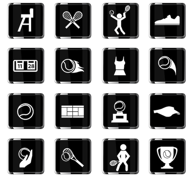 Iconos vectoriales de tenis para el diseño de la interfaz de usuario