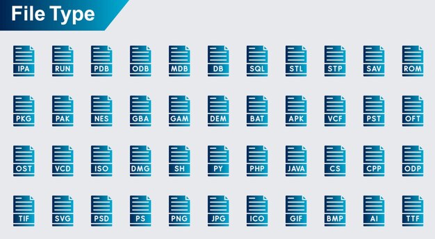 iconos vectoriales de tipo de archivo