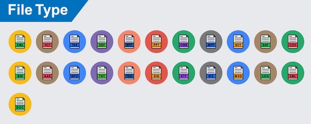 iconos vectoriales de tipo de archivo