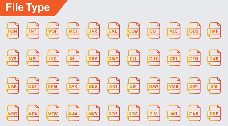 Vector iconos vectoriales de tipo de archivo