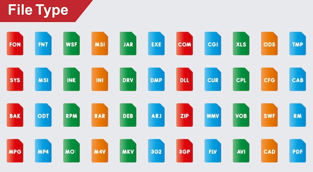 iconos vectoriales de tipo de archivo