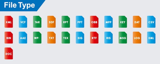 iconos vectoriales de tipo de archivo