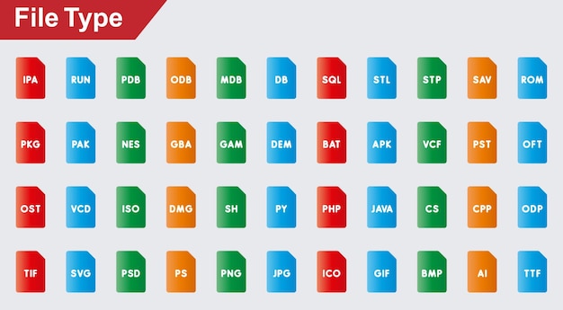iconos vectoriales de tipo de archivo