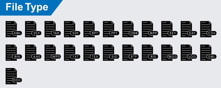 Vector iconos vectoriales de tipo de archivo