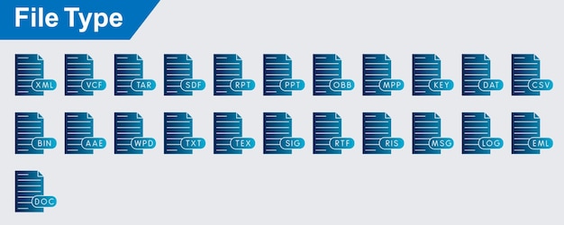 Vector iconos vectoriales de tipo de archivo