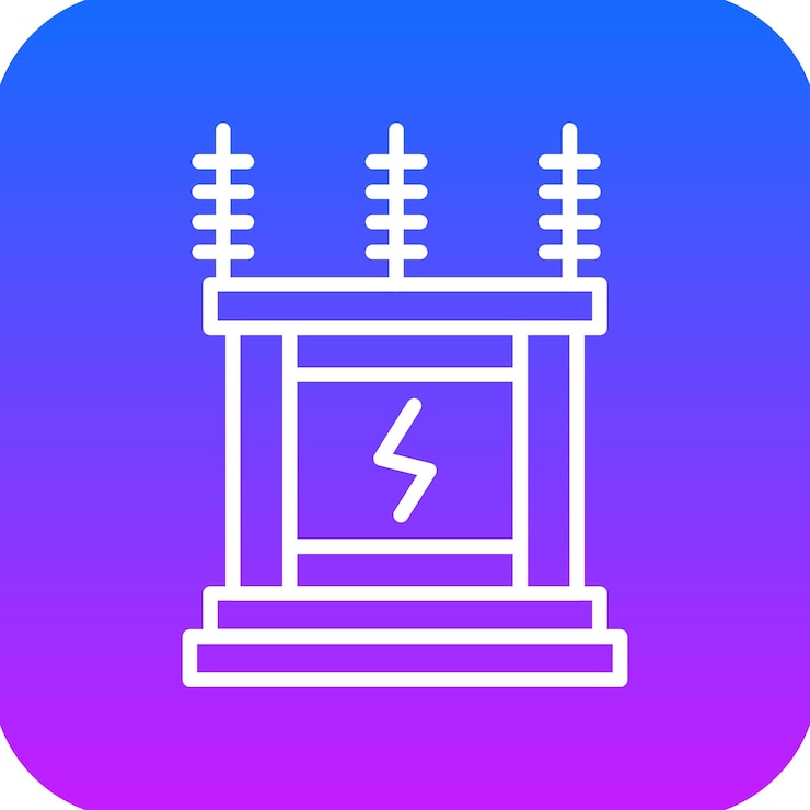 Vector iconos vectoriales del transformador de energía