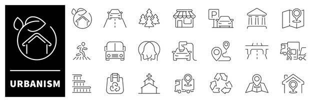 Iconos vectoriales de urbanismo