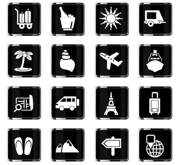 Vector iconos vectoriales de viaje para el diseño de la interfaz de usuario