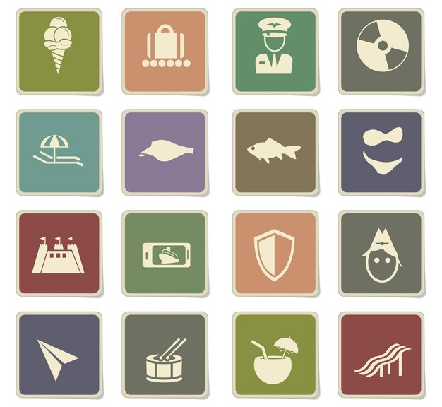Iconos vectoriales de viaje para el diseño de la interfaz de usuario