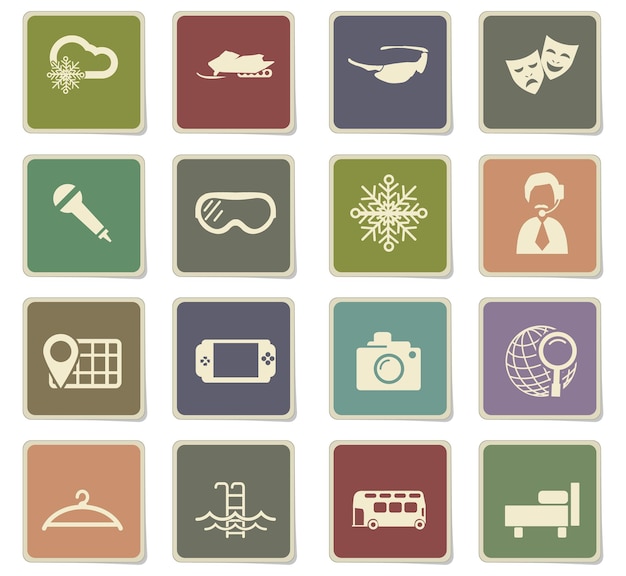 Iconos vectoriales de viaje para el diseño de la interfaz de usuario
