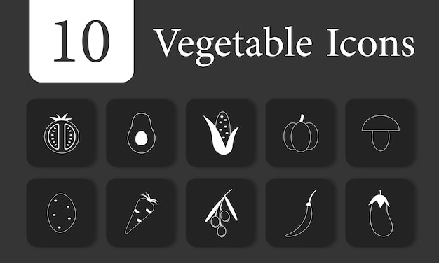 Iconos vegetales sobre fondo negro