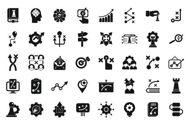 Iconos de ventaja táctica establecer vector simple Oportunidad de negocio