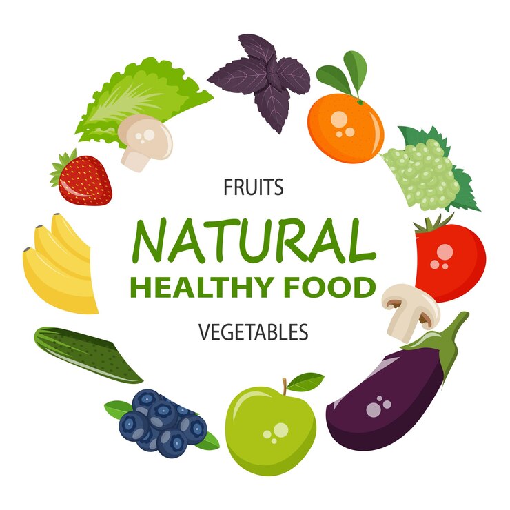 Iconos de verduras, frutas, setas y bayas para su diseño. Vector EPS10