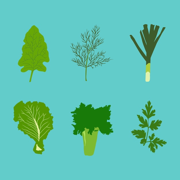 Iconos de verduras plano conjunto aislado vector ilustración vector fondo Iconos planos alimentos frescos alimentos saludables verduras dieta