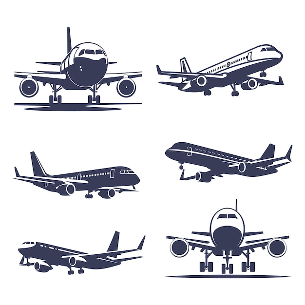 Iconos De Viajes Aéreos Arte De Silueta De Avión