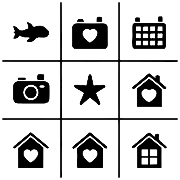 Iconos de los viajes y el amor