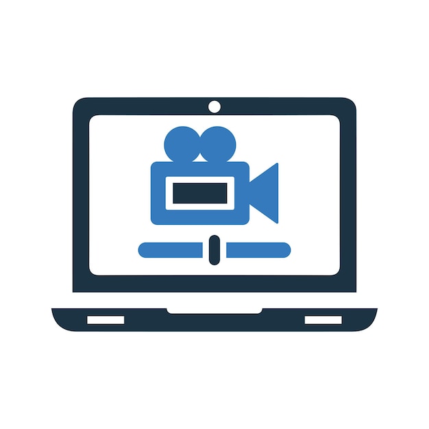 Iconos de video de medios multimedia Vector de estilo glifo EPS