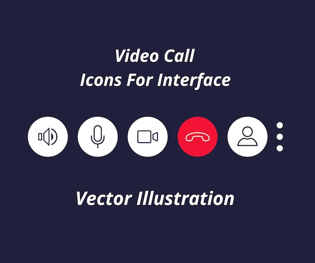 Iconos de videollamadas establecidos para la interfaz