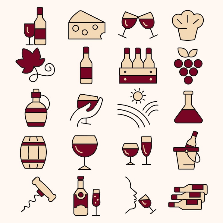 Vector los íconos del vino