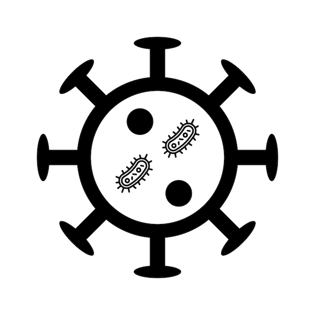 Iconos de virus, insectos y bacterias Gráficos vectoriales en negro