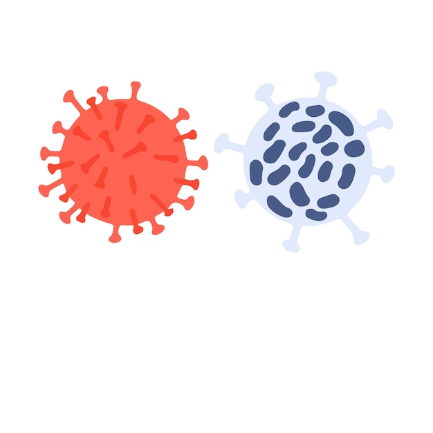 Iconos de virus viruela del mono y coronavirus. epidemia. moléculas de viruela del simio y covid 19