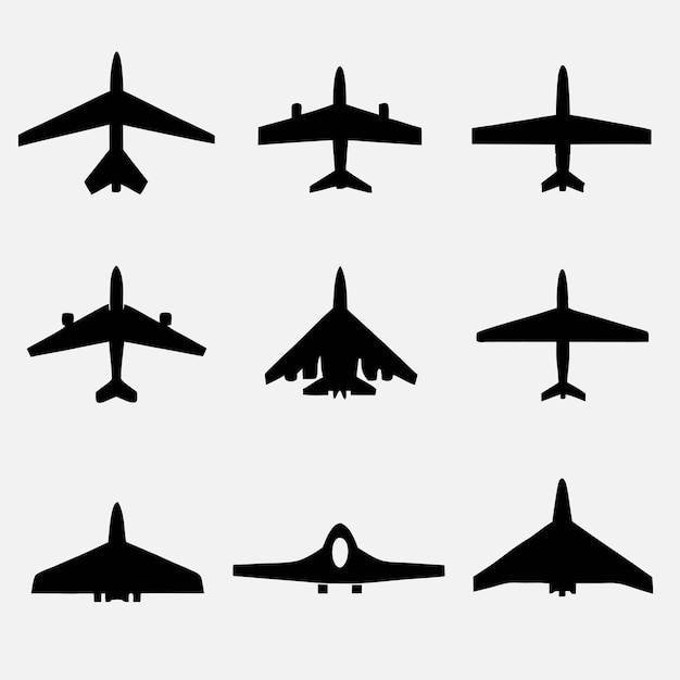Iconos de la vista superior del avión